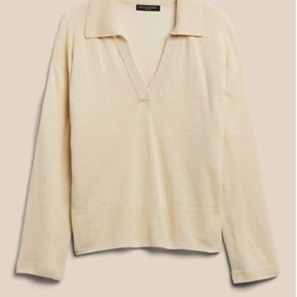 Banana Republic Cream Linen Johnny Collar shirt